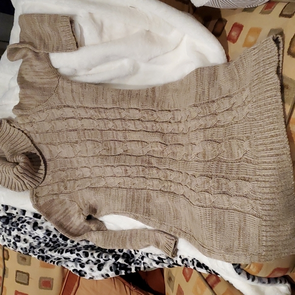 Cable Knot Turtle Neck Dress Taupe - Picture 1 of 5